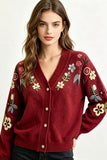 Floral V-Neck Button-Front Cardigan