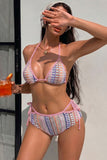 Patterned Ruched Tie-Side Bikini Set