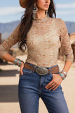 Sheer Sleeve Mock Neck Printed Top