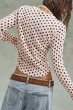 Polka Dot V-Neck Button-Front Blouse