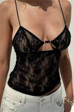 Lace Cutout Sheer Tank
