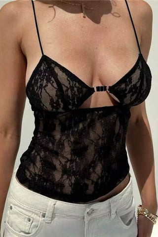 Lace Cutout Sheer Tank