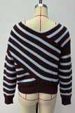 Striped Asymmetric Off-Shoulder Sweater