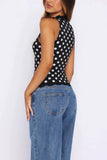Lace-Trim Polka Dot Tank Top
