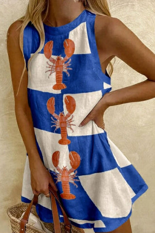 Ocean Inspired Sleeveless Shift Dress