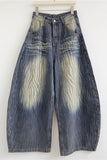 Zebra Print High-Waist Barrel Jeans