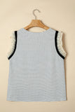 Ruffle Trim Contrast Stripe Tank Top