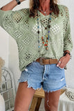 Crocheted V-Neck Batwing Top