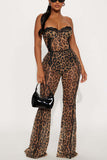 Sheer Lace Sweetheart Flare Pants Set