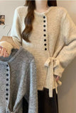 Button-Front Tie-Waist Knit Cardigan