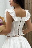 Polka-Dot Off-Shoulder Ruffle Cami Top