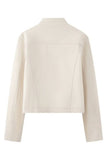 Military Button Mock Neck Cropped Jacket