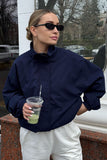Mock Neck Zip-Front Bomber Jacket