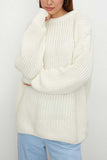 Textured Knit Crew Neck Oversized Sweater