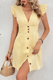 Striped Button-Front Casual Dress