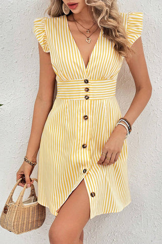 Striped Button-Front Casual Dress
