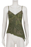 Print V-Neck Asymmetrical Hem Tank