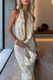 Halter Neck Floral Sequin Bodycon Dress