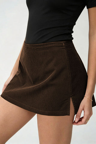 Ribbed High-Waist A-Line Mini Skirt