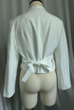 Deep V-Neck Button Front Peplum Blazer