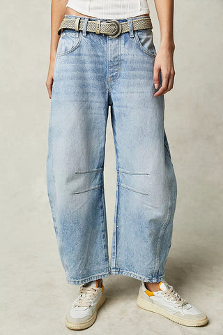 High-Waist Paneled Baggy Jeans