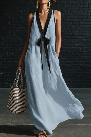 Sleeveless Tie-Front Casual Dress