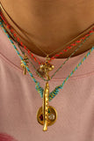 Layered Braided Cord Charm Necklace Set