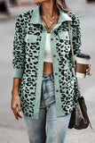 Leopard Print Ribbed Button-Front Shacket