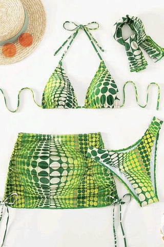 Triangle Bikini Set with Cover-Up Skirt