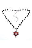 Ornate Heart Pendant Beaded Necklace