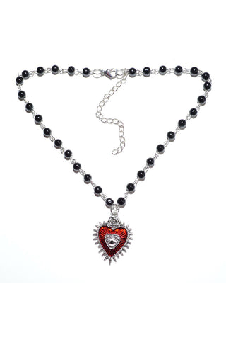Ornate Heart Pendant Beaded Necklace