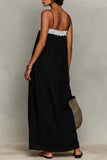 Floral Trim Spaghetti Strap Dress