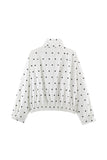 Polka Dot Stand Collar Zip-Up Jacket
