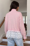 Mock Neck Lace Hem Knit Sweater