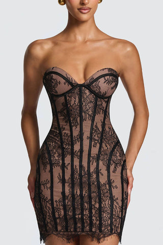 Lace Corset-Style Mini Dress
