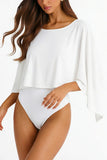 One-Shoulder Flutter Sleeve Bodysuit