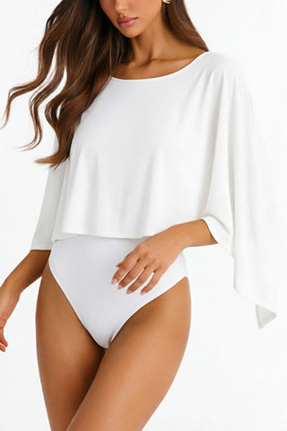 One-Shoulder Flutter Sleeve Bodysuit