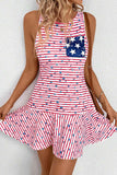 Striped Tank Dress with Star Pocket