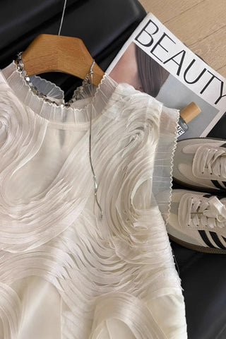 Ruched Textured Sleeveless Vest