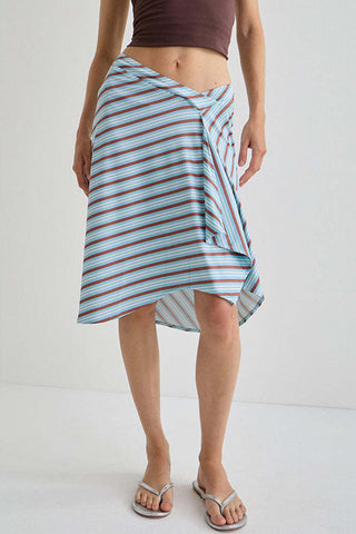 Striped Midi Wrap Skirt