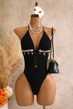 Lace Halter Cutout One-Piece Swimsuit