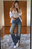 High-Waist Faded Barrel Jeans