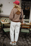 Striped Open Back Long Sleeve Sweater
