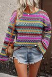 Multicolor Stripe Knit Bell Sleeve Top