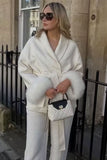 Faux Fur Cuff Wrap Belted Coat