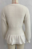 V-Neck Ribbed Peplum Sweater