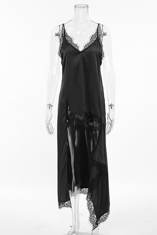 Lace-Trim Casual Layered Dress