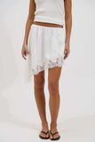 Lace Trim Asymmetrical Midi Skirt