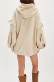 Tie-Sleeve Puff Zip-Up Hoodie