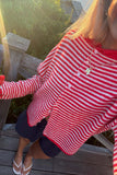 Striped Button-Front Long Sleeve Cardigan